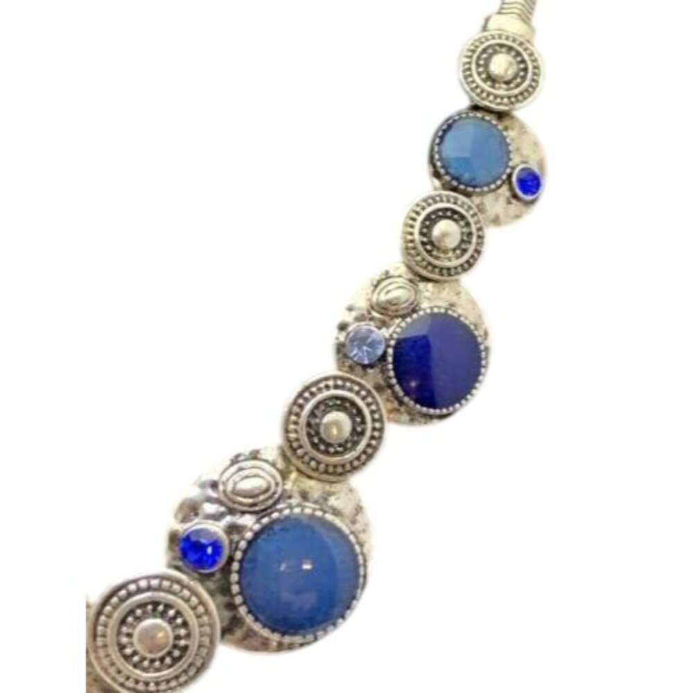 Arianna Silver Metal Works Wearable Jewelry Blue Necklace And Earring Set (1845) - Picture 5 of 8